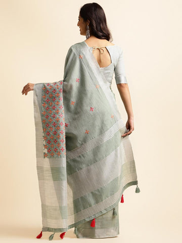 Ethnic Motifs Zari Woven Design Banarasi Saree